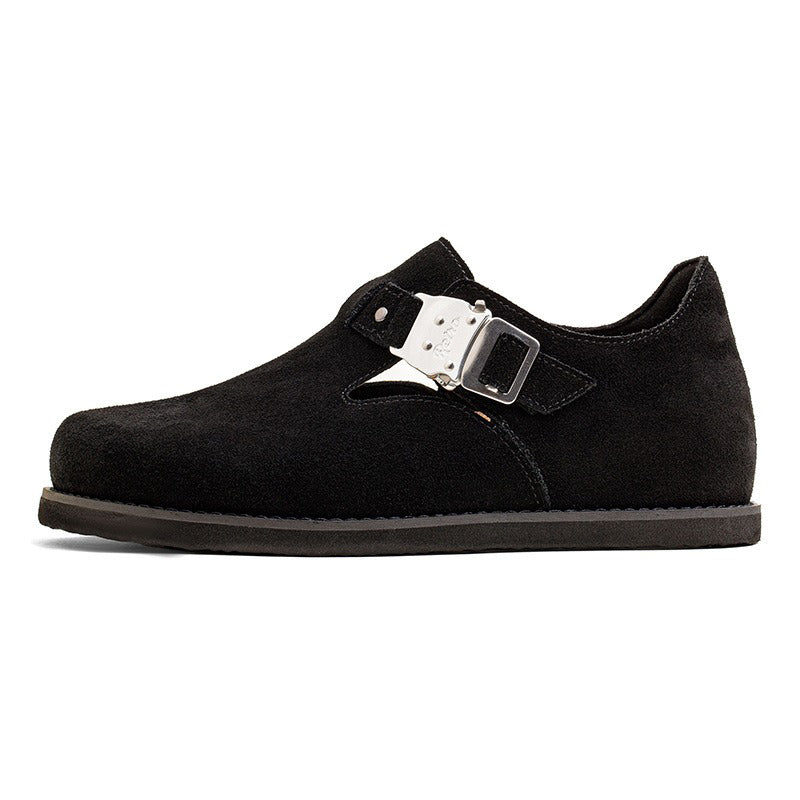 Retro Casual Suede Leather Black Mules Shoes