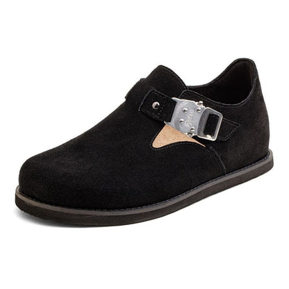 Retro Casual Suede Leather Black Mules Shoes